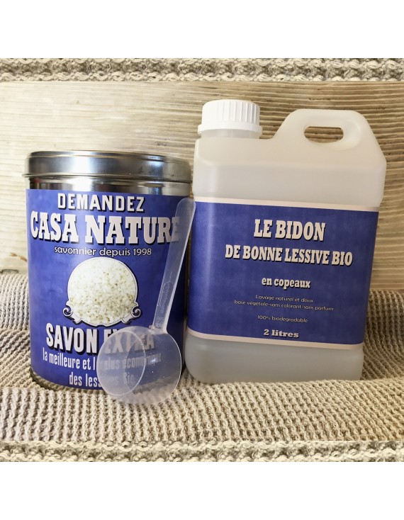 KIT DE DEPART LESSIVE EN COPEAUX + BIDON + CUILLERE DOSEUSE