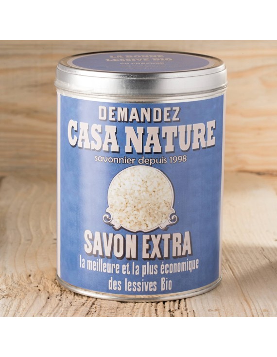 boite en fer de lessive en copeaux de savon bio + cuillère doseuse